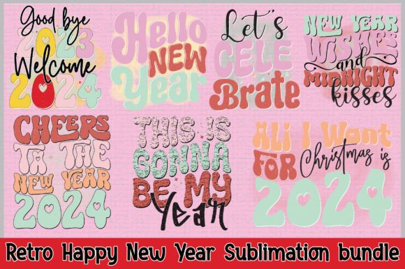 Download Retro Happy New Year Sublimation Bundle - New year sublimation Collection