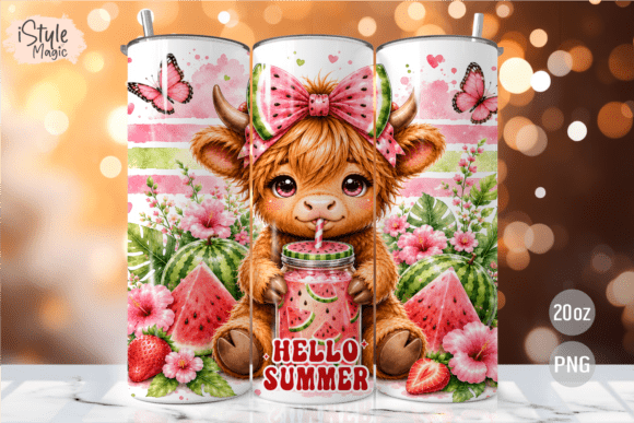 Download Watermelon Highland Cow Summer Tumbler - Watermelon Collection
